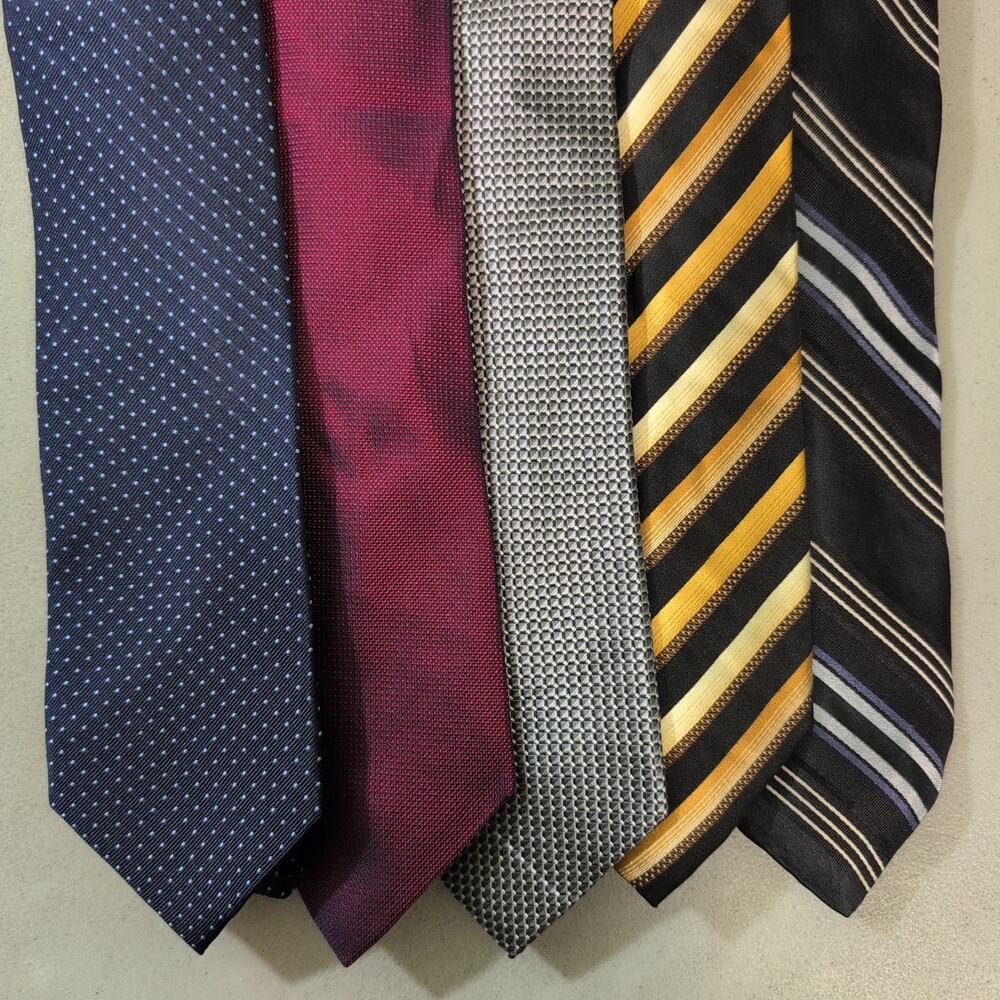 Executive Business Professional Office Tie Lot 5 100% Pure Silk Classic Neckties